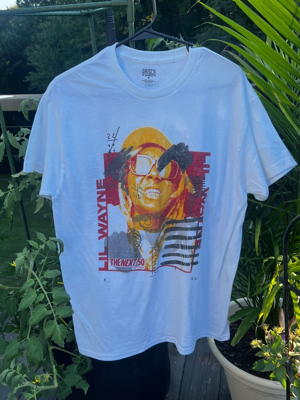 Brisco Brands Lil Wayne Graphic Tee | White Hip Hop Streetwear Shirt M